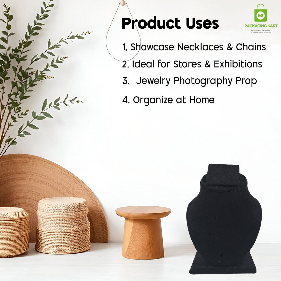 Black Velvet Jewellery Display Bust – Necklace & Pendant Stand