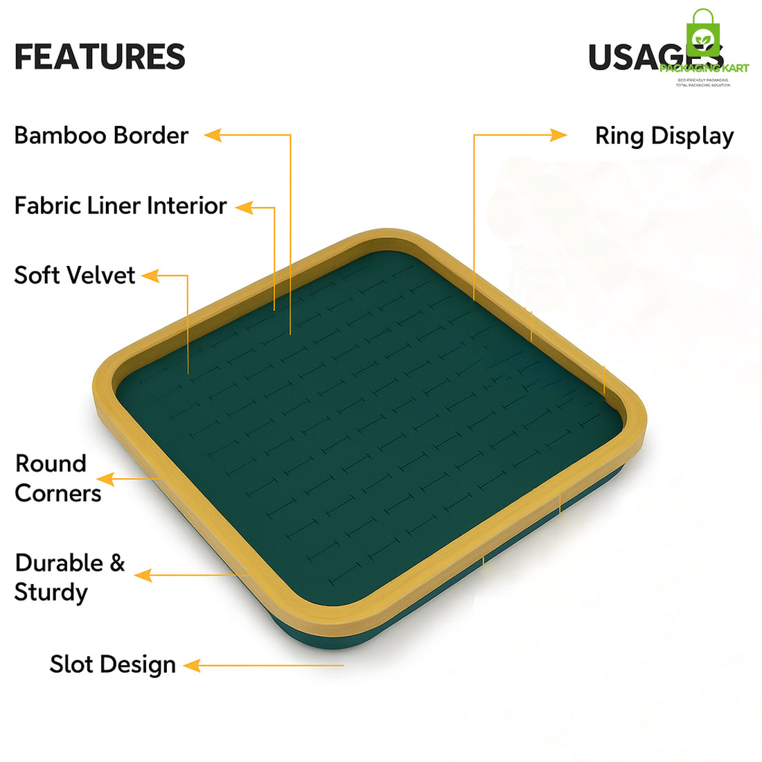 Premium Green Jewellery Ring Tray – Elegant Storage Solution