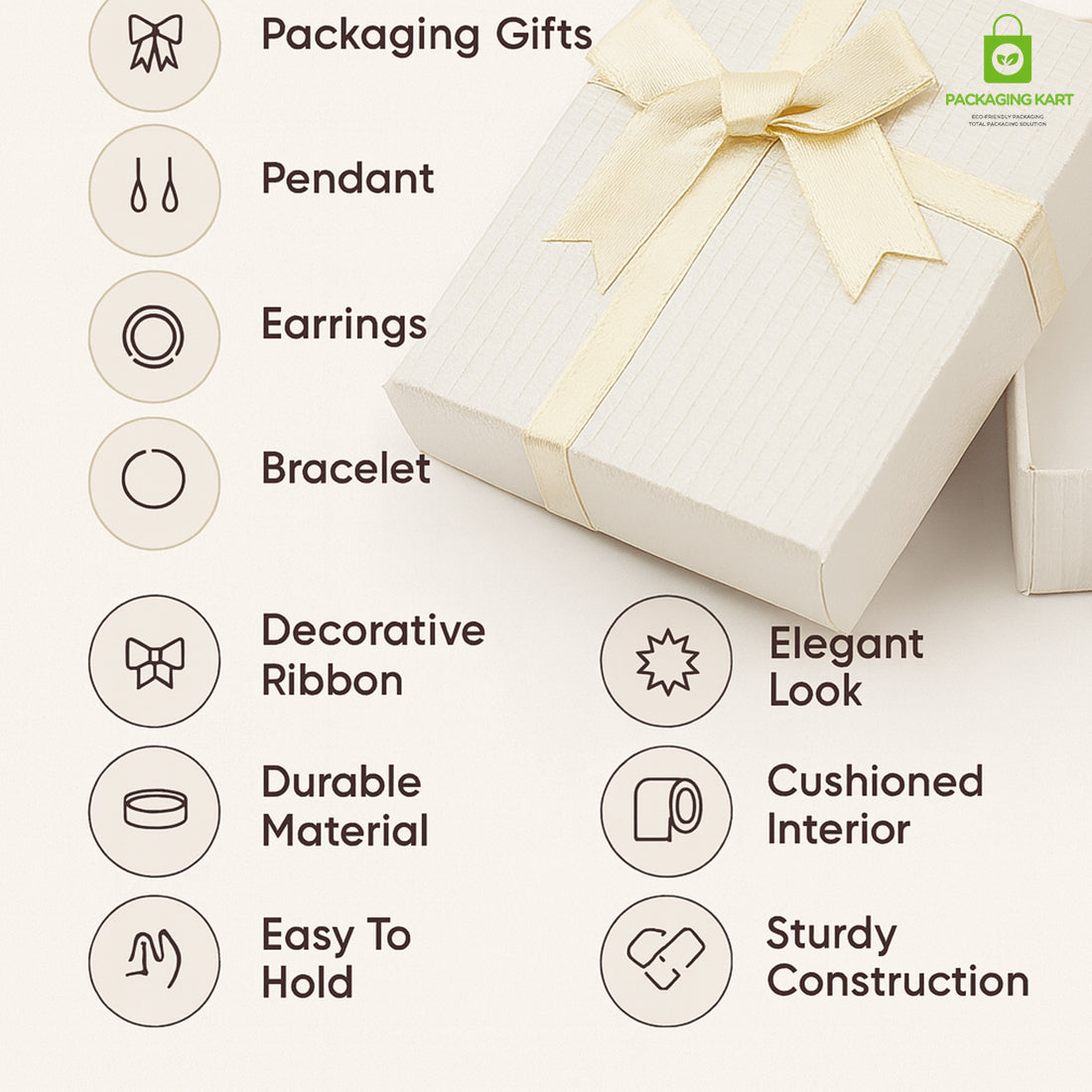 Elegant White Jewellery Organizer Box for Rings, Necklaces & Earrings