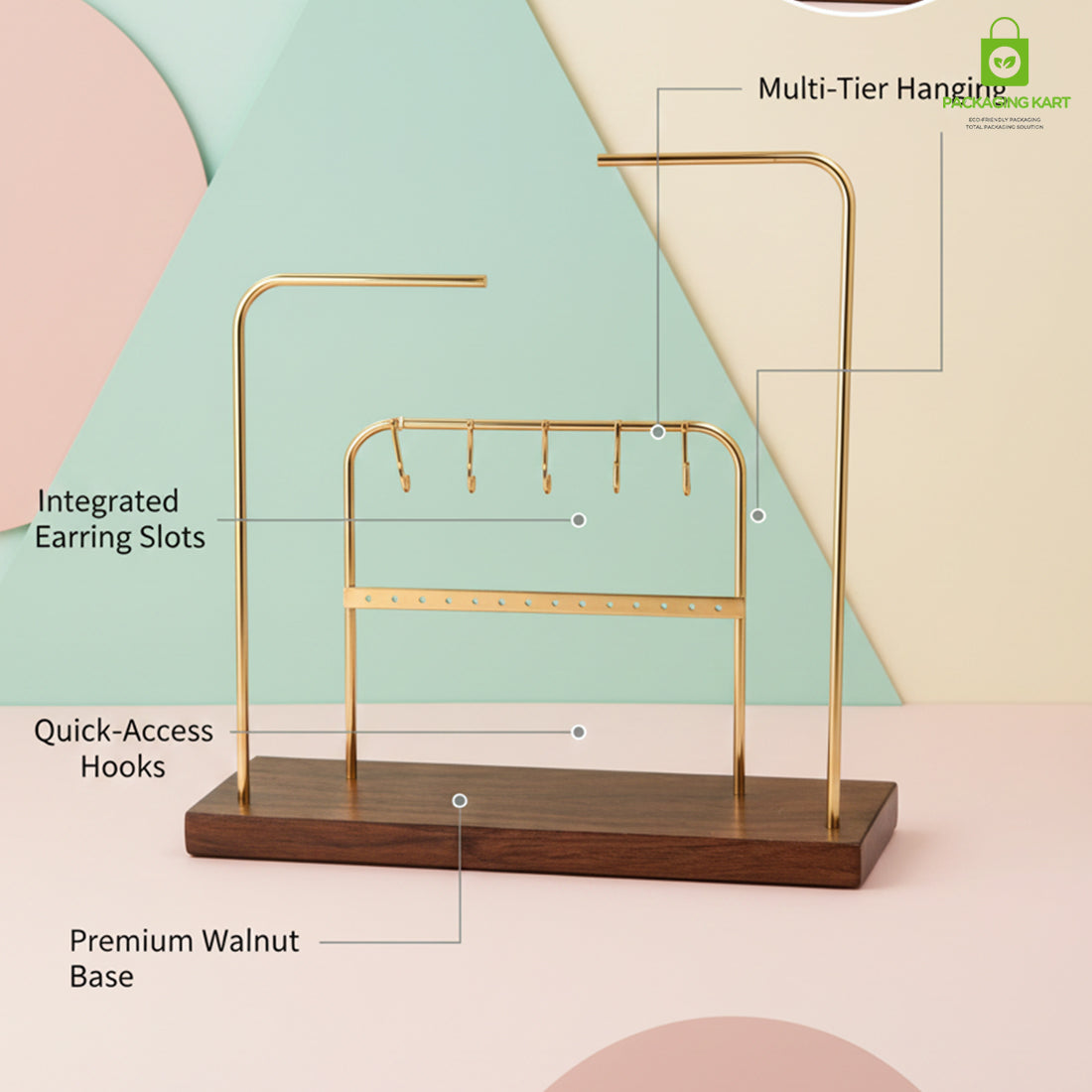 Gold Frame Plated Earrings Display Stand for Jewellery Shop