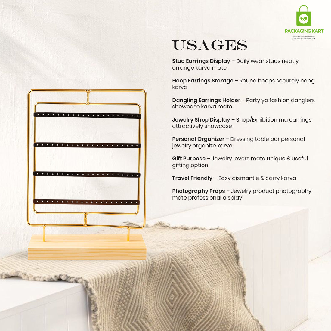 Fancy Yellow Earrings Tray – Elegant Holder for Studs & Danglers