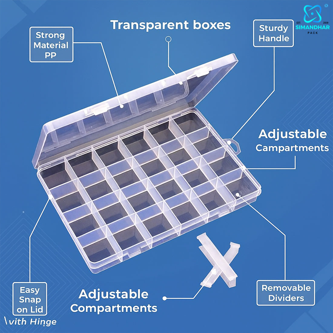 Transparent 24-Slot Jewellery Organizer – Plastic Storage Box for Accessories