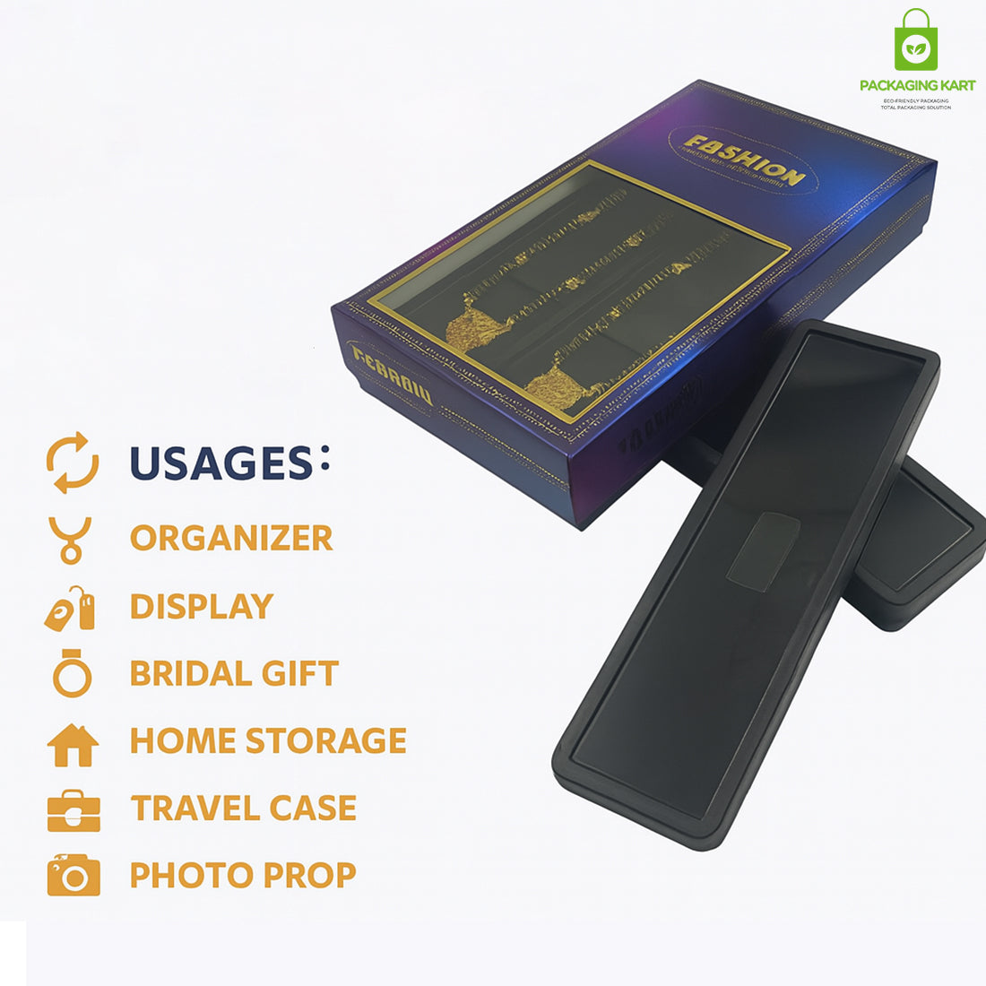 Mangalsutra Jewellery Plastic Box – Blue Velvet Sponge Lining for Premium Storage