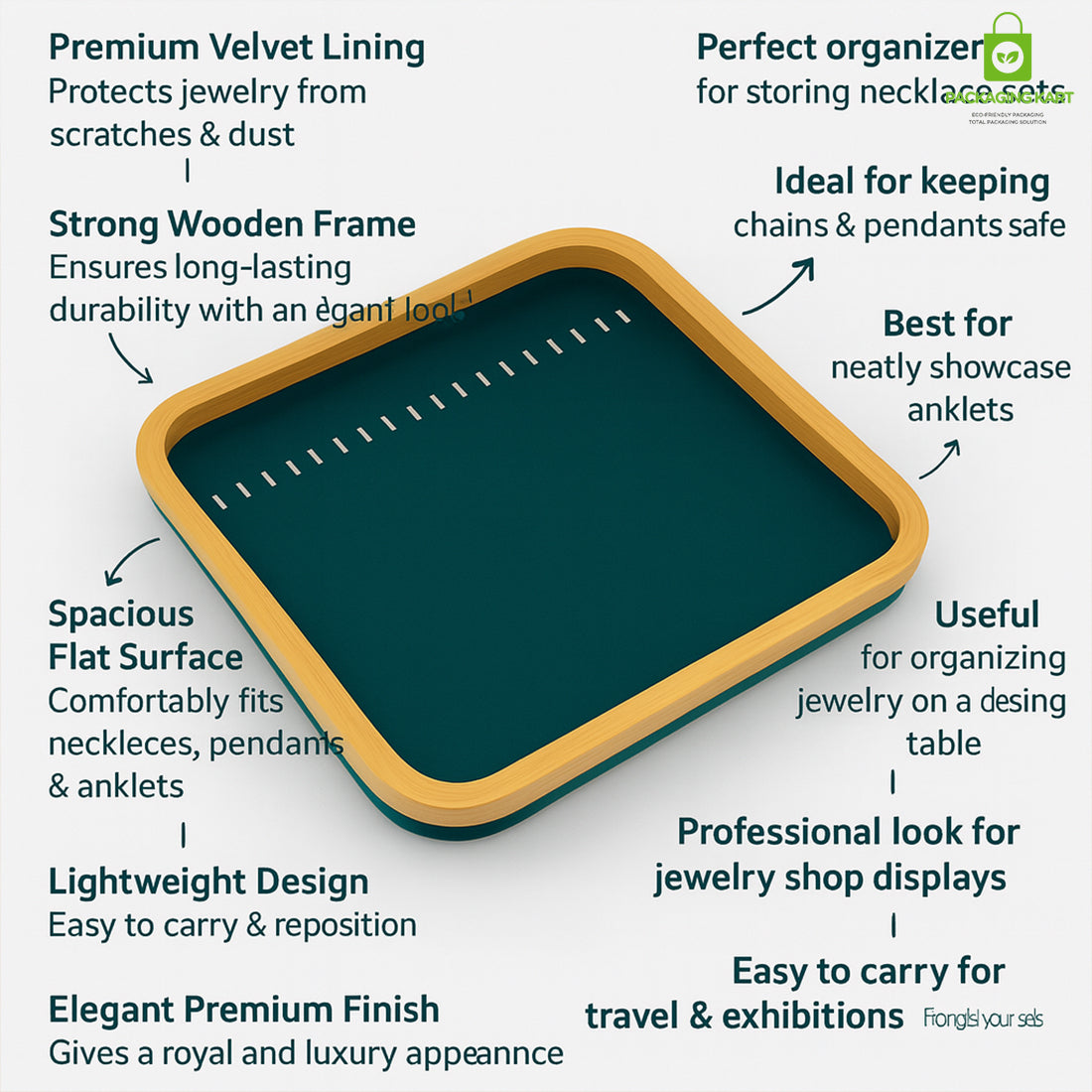 Luxury Green Necklace Display Tray for Jewellery Counters