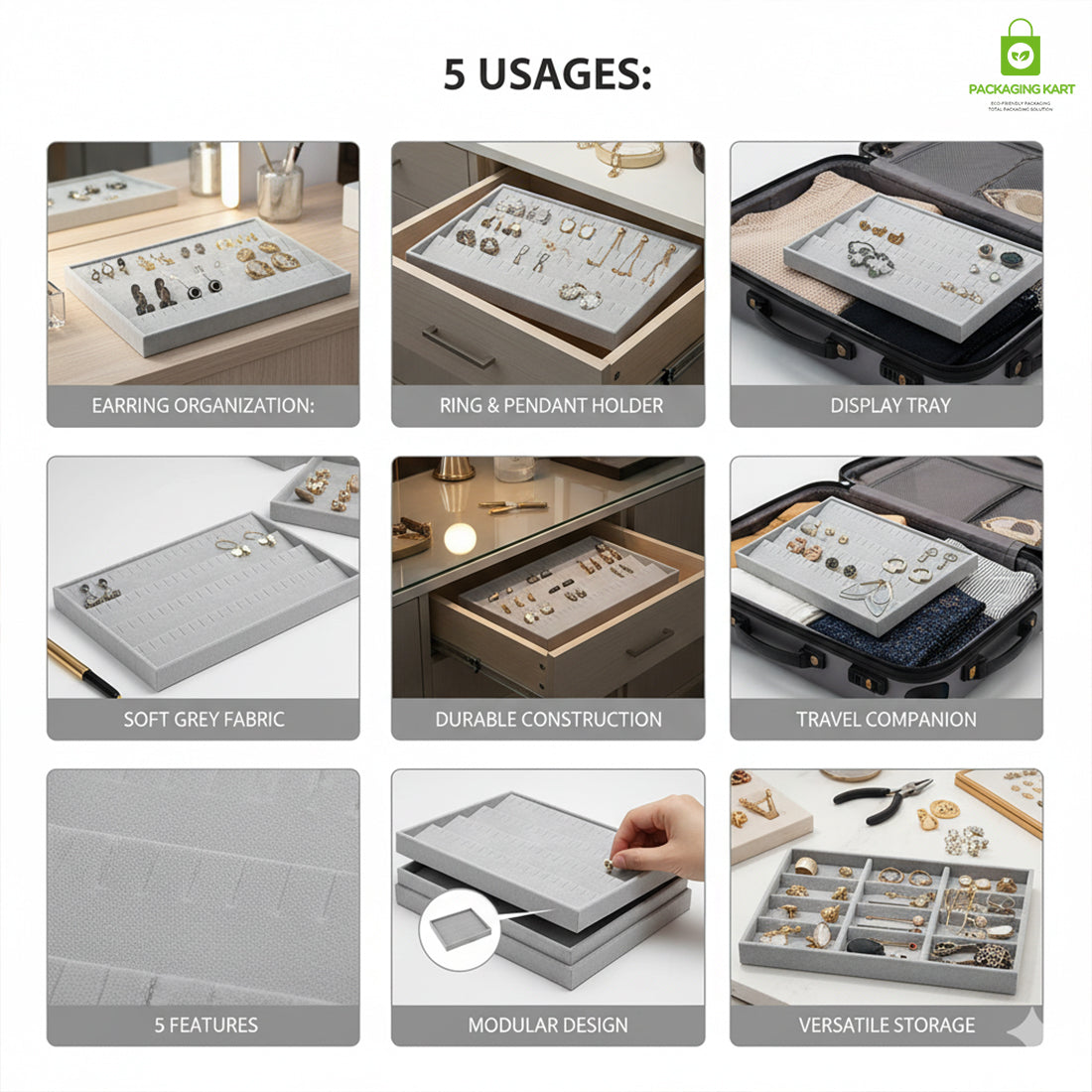 Trendy Grey Earrings – Ideal for Jewellery Tray Storage
