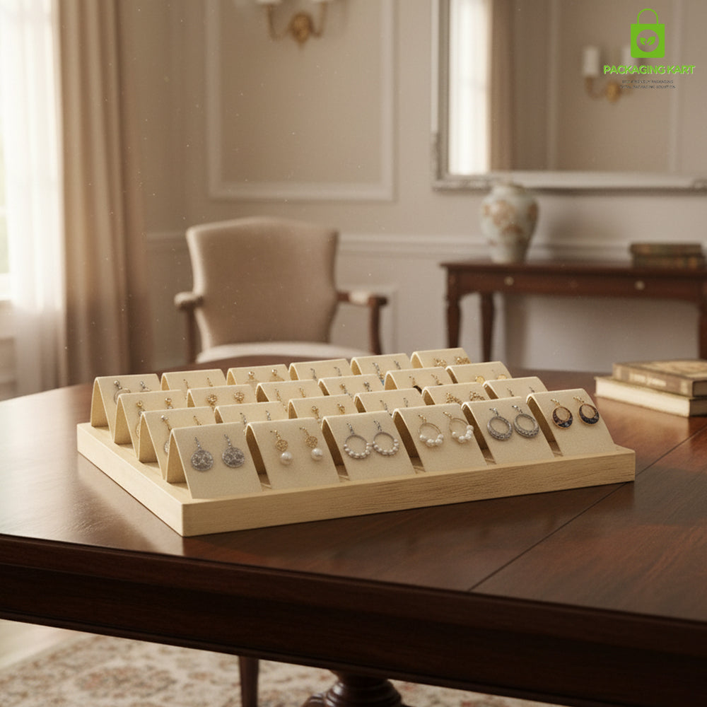Stylish Cream Jewellery Tray for Earrings Showcase