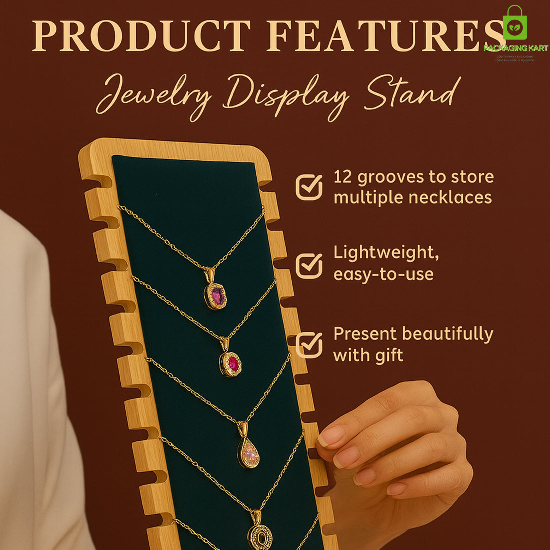 Green Colour Fancy Chain Pendant Jewellery Stand – Elegant Display Organizer