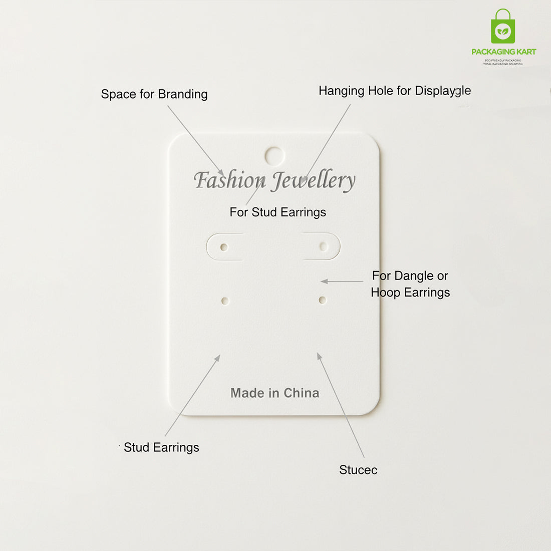 White Plastic Earring Jewellery Card | Premium Display Holder