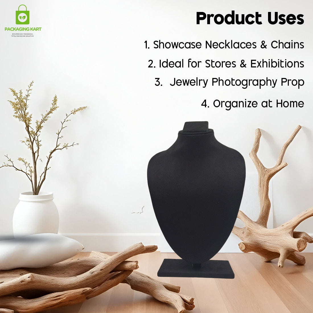 Black Velvet Jewellery Display Bust – Necklace & Pendant Stand