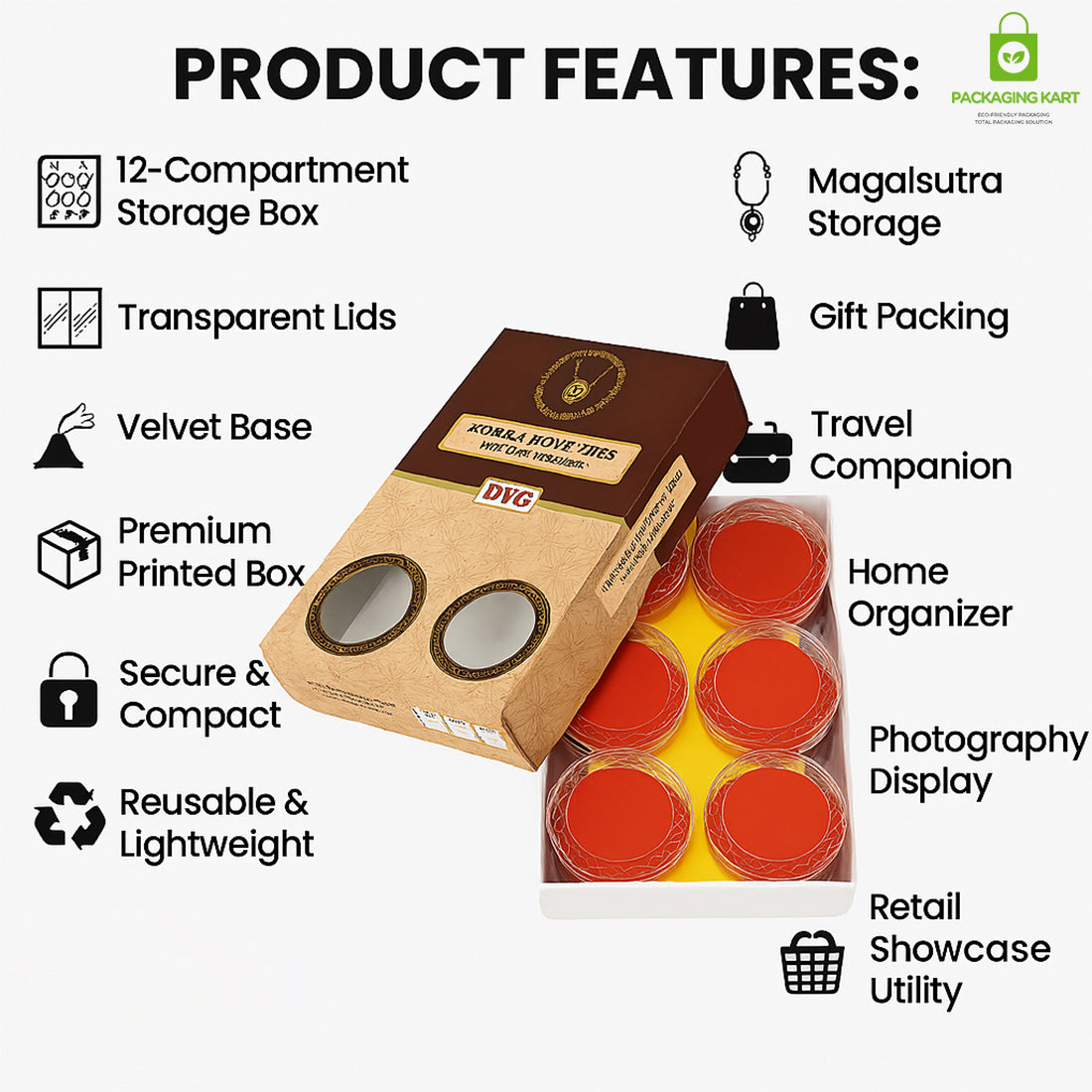 Premium Round Red Velvet Plastic Box – Mangalsutra Jewellery Holder