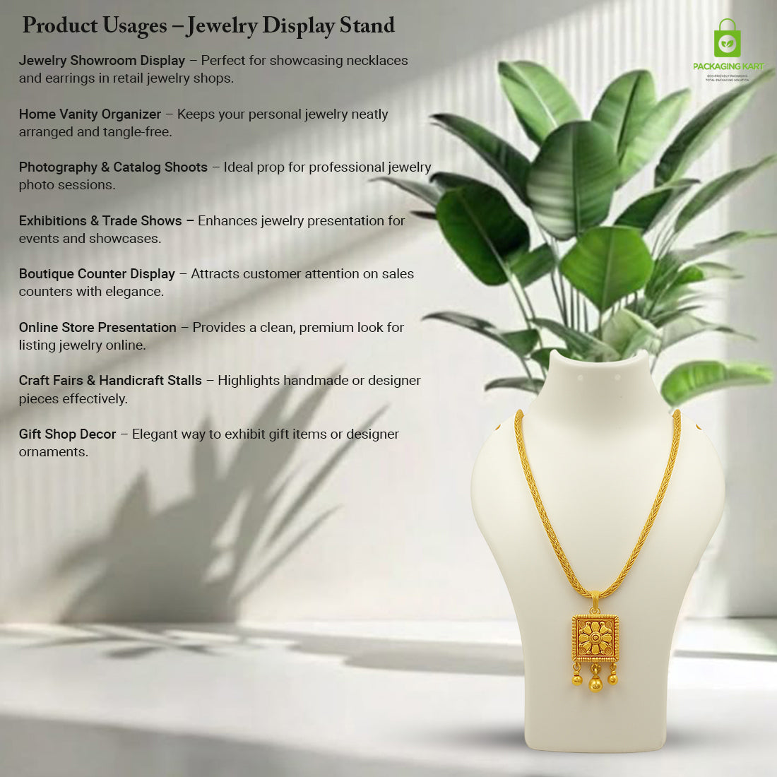 Black Plastic Fibre Jewellery Display Statue – Elegant Neck Stand