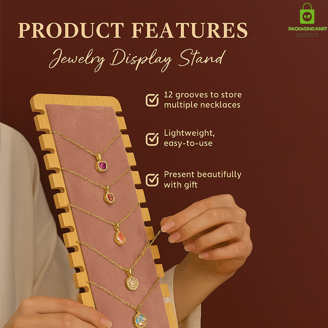Elegant Cream Fancy Jewellery Stand for Chain Pendant – Storage & Display