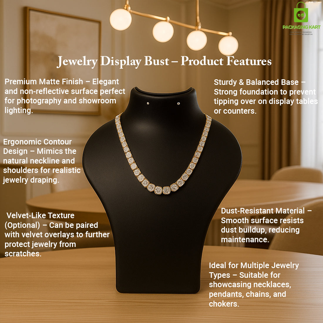 Black Plastic Fibre Jewellery Display Statue – Elegant Neck Stand