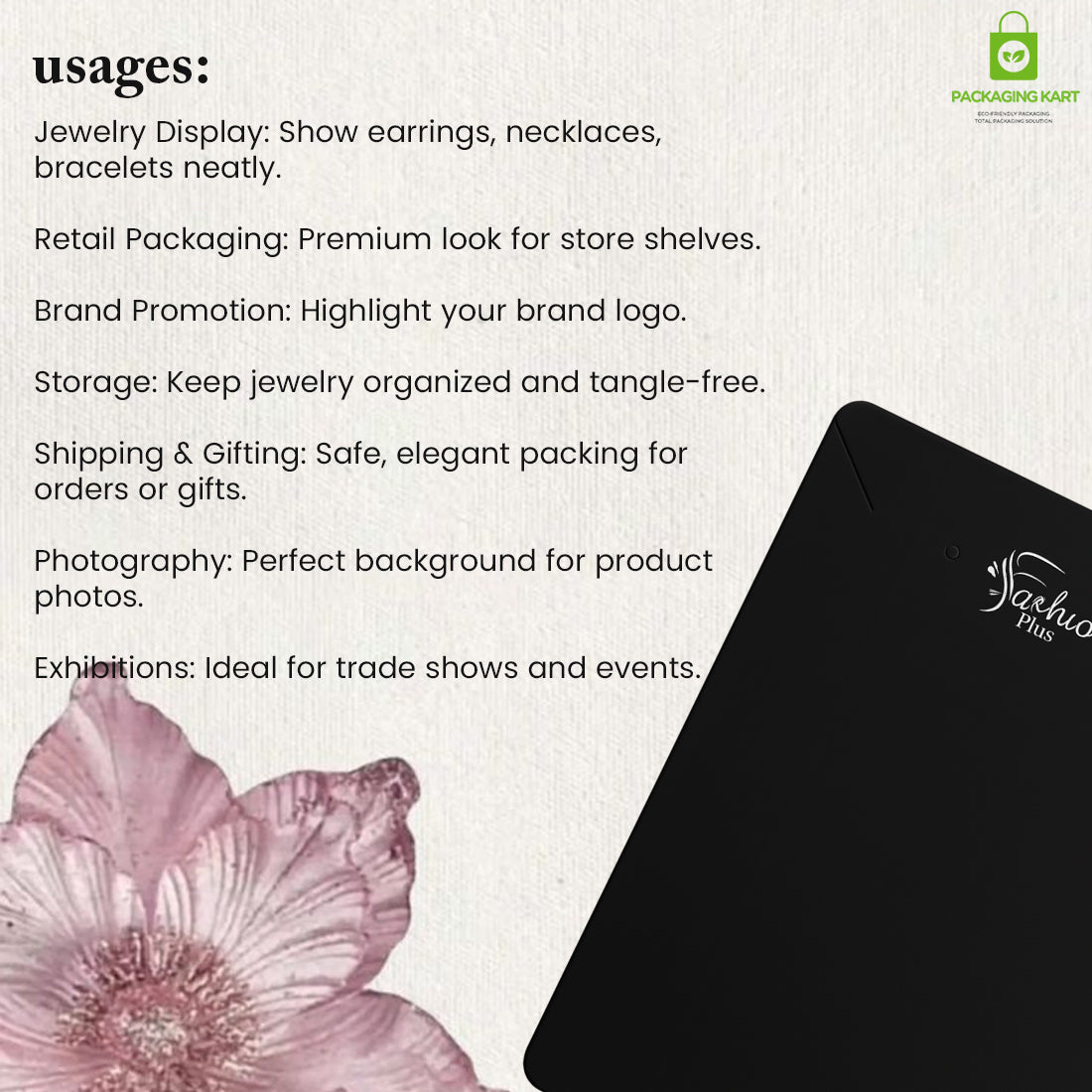 Fashion Jewellery Set Card in Black for Elegant Packaging