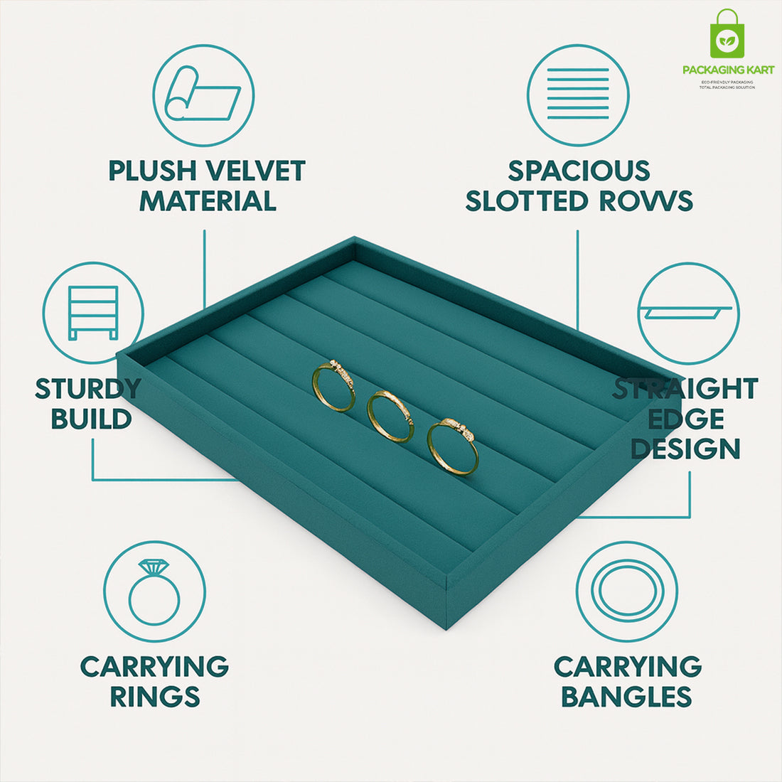 Elegant Green Jewellery Tray – Ring Arrangement