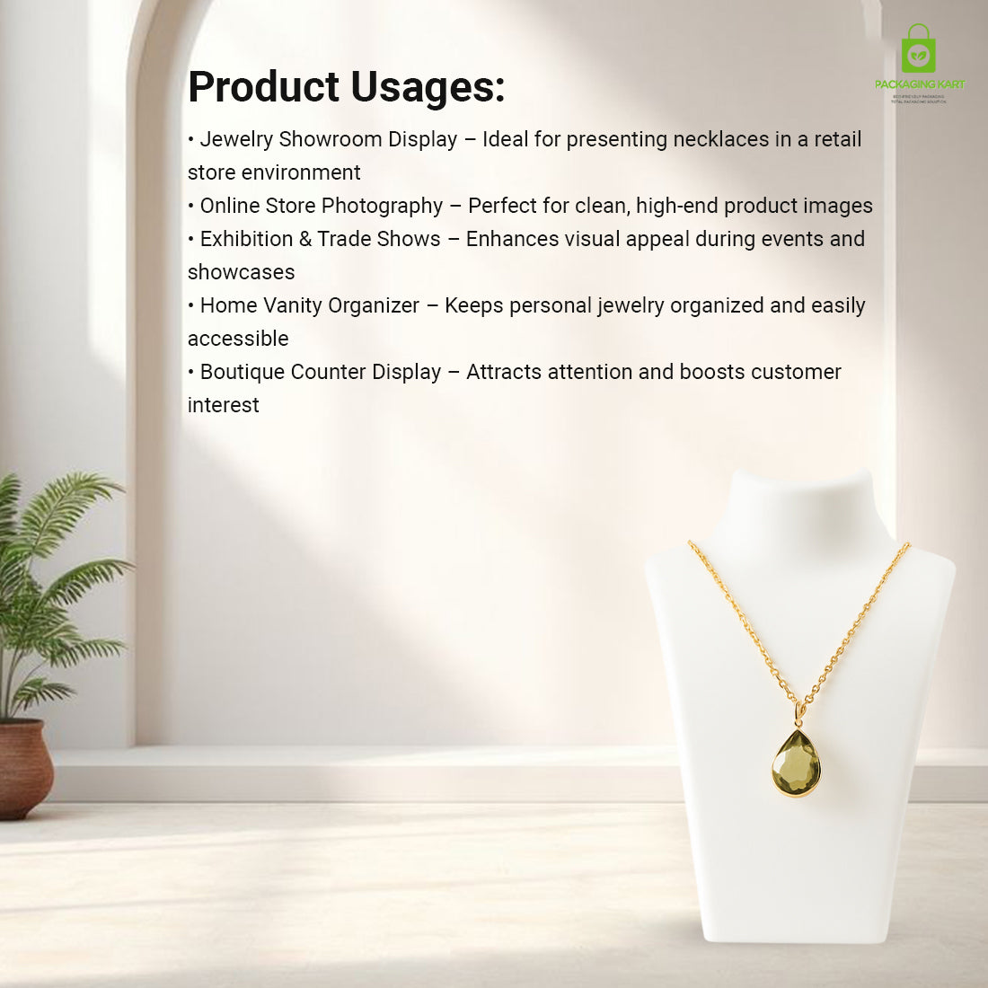 Black Plastic Fibre Jewellery Display Statue – Elegant Neck Stand