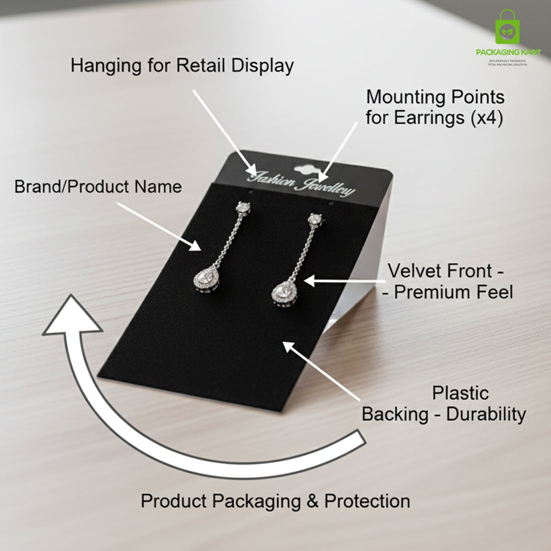 Black Velvet Jewellery Card | Premium Earring & Pendant Display