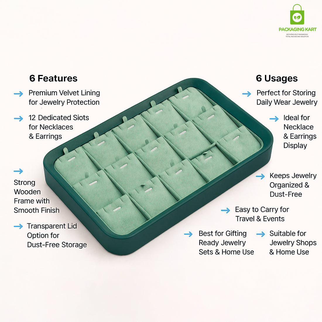Premium Green Pendant Chain for Jewellery Tray & Necklace Storage