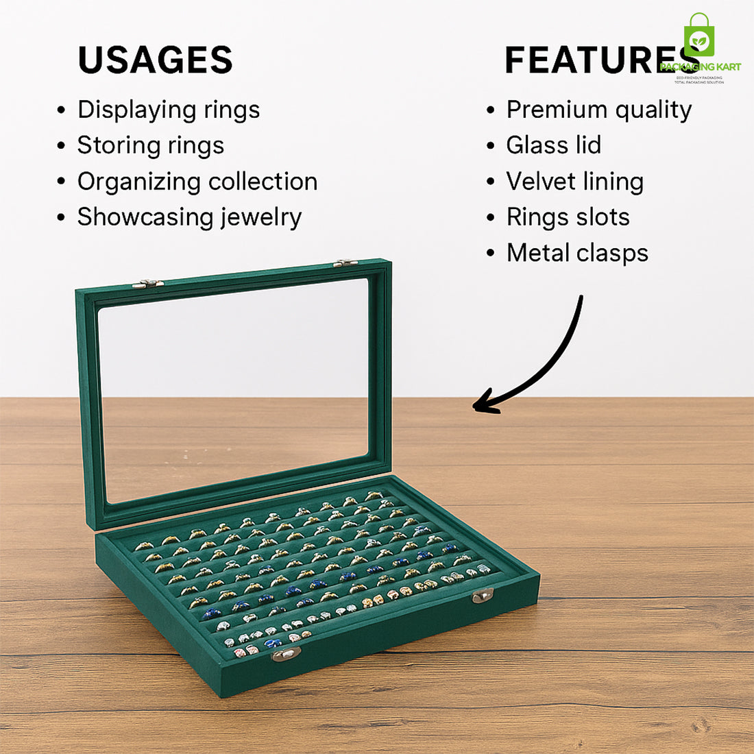 Elegant Green Glass Ring – Perfect for Jewellery Tray Display