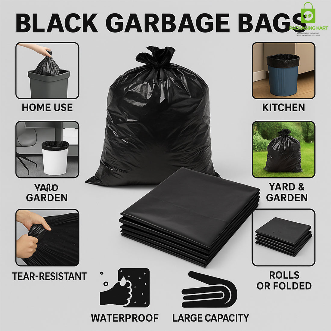 Heavy Duty Garbage Bags – Extra Strong Trash Bags for Home & Office