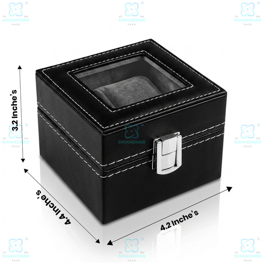 Designer 2 Slots Leather Watch Box for Gift & Collection – Velvet Interior Case