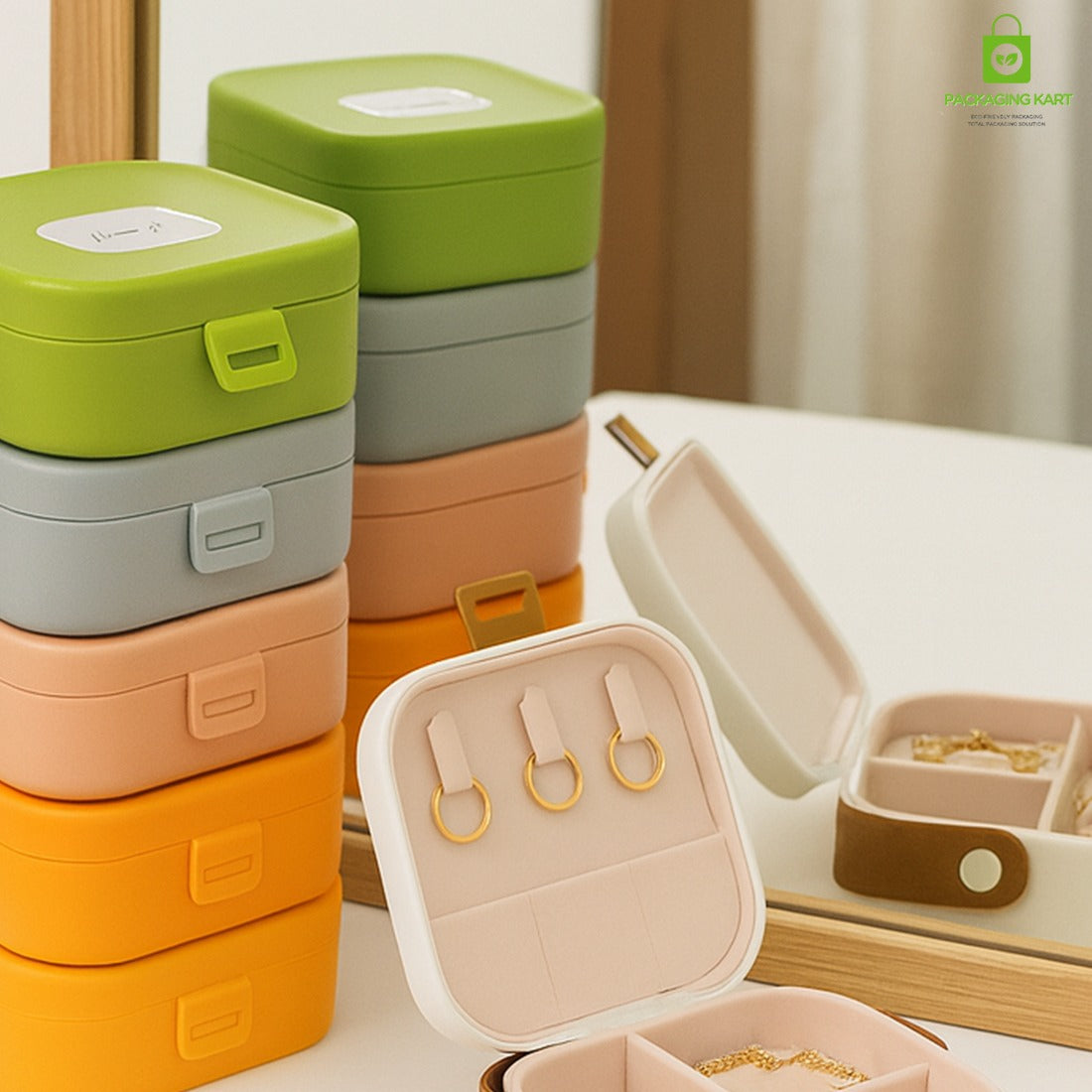 Multi-Compartment Jewellery Organizer Box – Rings, Earrings & Necklaces