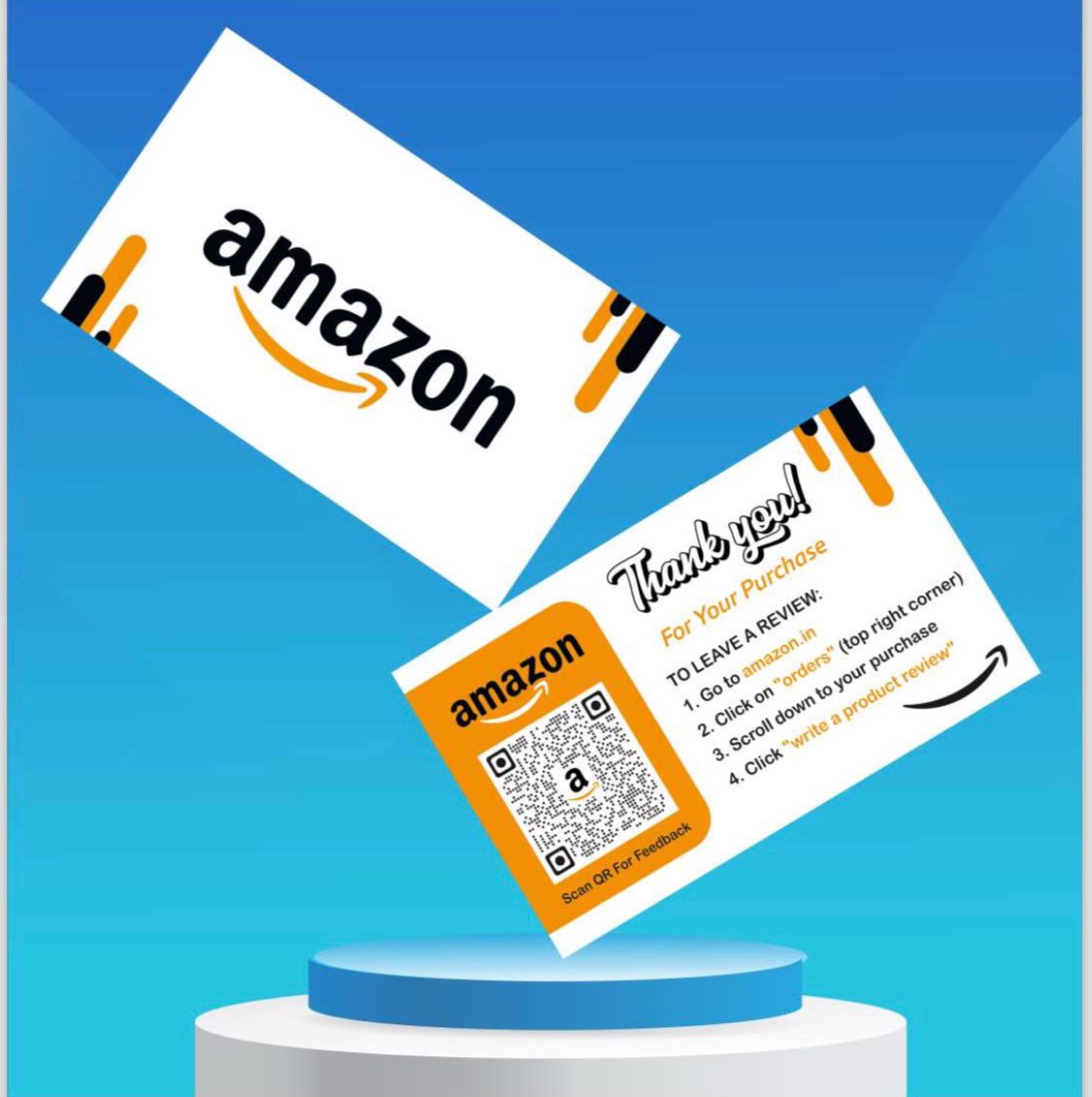 Amazon Seller Feedback Card with 5 Star Rating Message