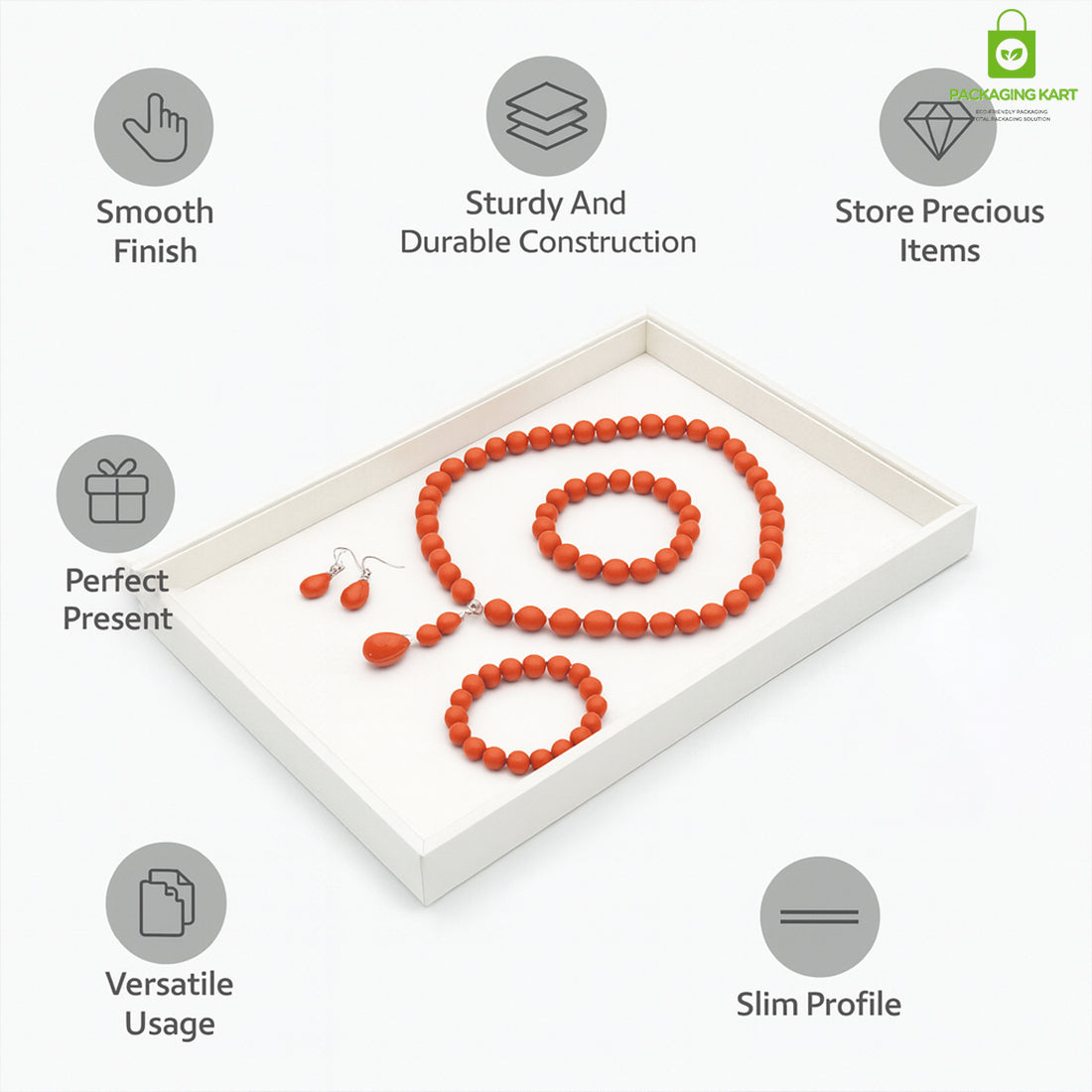 White Colour Fancy Jewellery Tray for Rings, Earrings & Chains
