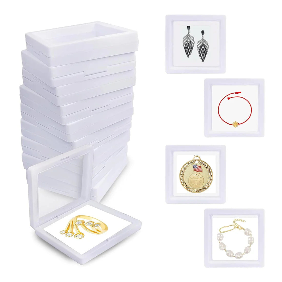 9X9 Jewellery Floating Frame Display Box – 3D Effect for Rings & Pendants