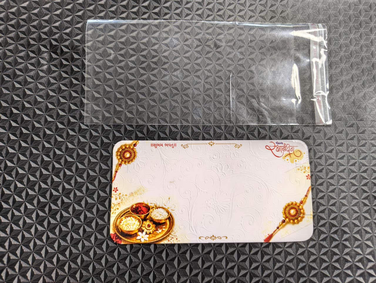 Fancy Couple Rakhi Card Packaging Set with Poly Bag for Gift Presentation