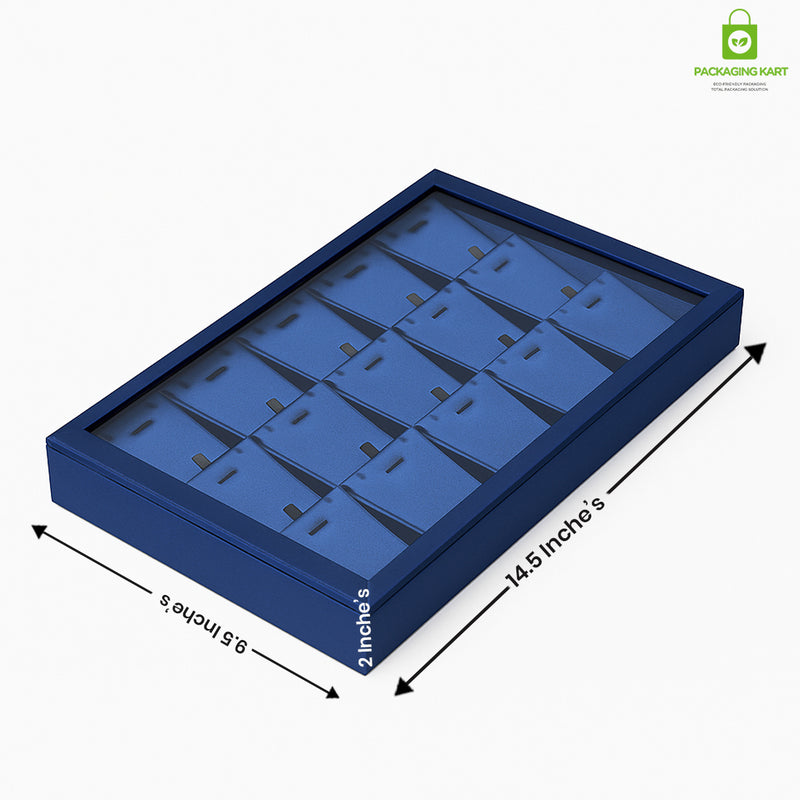 Premium Blue Glass Necklace Tray for Jewelry Storage & Display