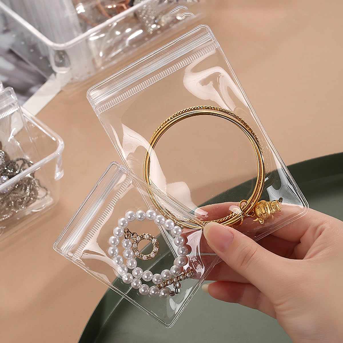 Transparent Jewellery Storage Pouches | Clear PVC Zip Lock Covers for Rings, Earrings, Necklaces & Accessories | Durable Jewellery Organizer Bags