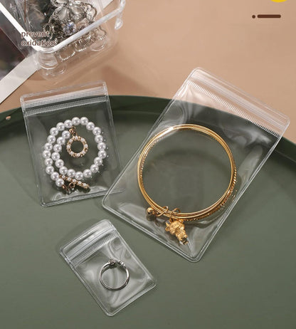 Transparent Jewellery Storage Pouches | Clear PVC Zip Lock Covers for Rings, Earrings, Necklaces & Accessories | Durable Jewellery Organizer Bags