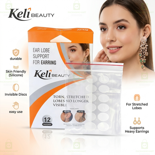 Ear Lobe for Support Earrings, Patches Ear lobe Support for Heavy Earring, Invisible Sticker tape, Transparent EarLobe Tapes Ear Lifts Patches (Pack of 12 Pcs.)