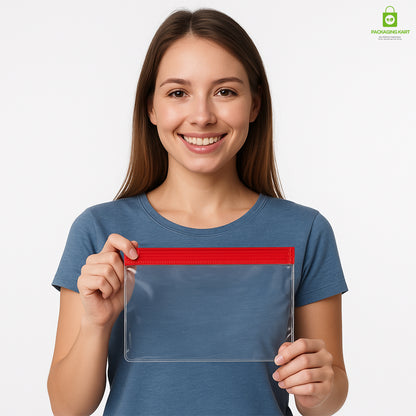 Red Clear Jewelry Pouch – Transparent Zip Bag for Earrings, Rings & Gifts