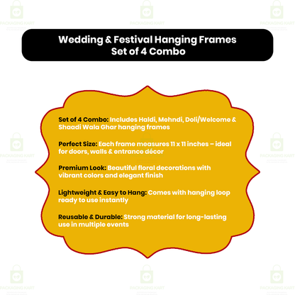 Mehndi Haldi Shadi Door Board Decoration Combo | Wedding Theme Welcome Boards Pack of 4