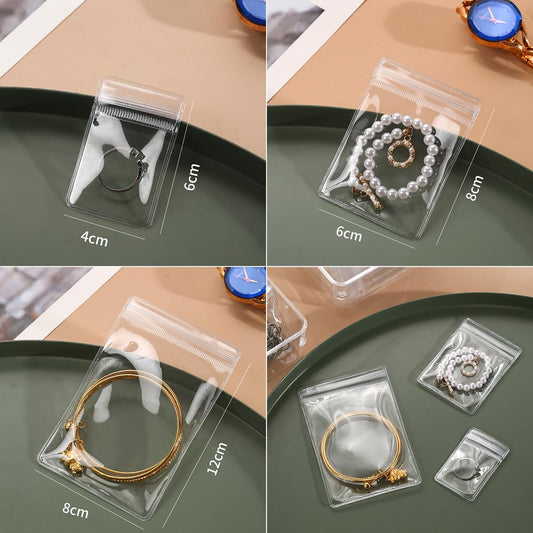 Transparent Jewellery Storage Pouches | Clear PVC Zip Lock Covers for Rings, Earrings, Necklaces & Accessories | Durable Jewellery Organizer Bags