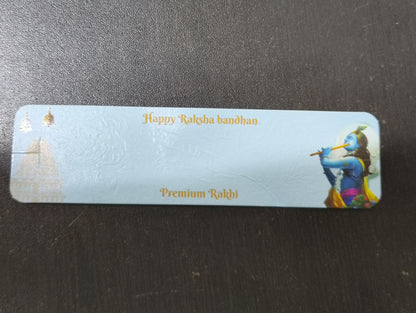 Elegant Krishna Theme Rakhi Card for Brother | Premium Festival Greeting