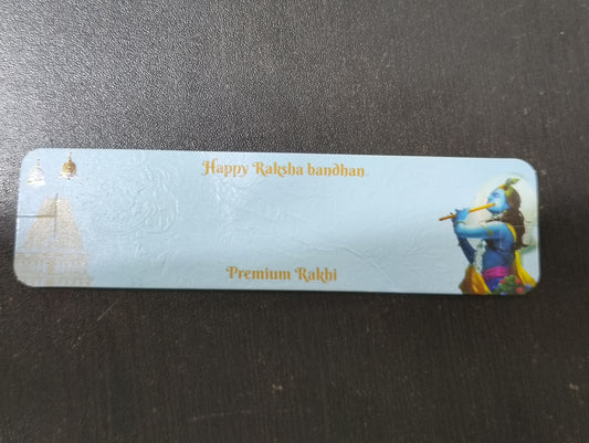 Elegant Krishna Theme Rakhi Card for Brother | Premium Festival Greeting