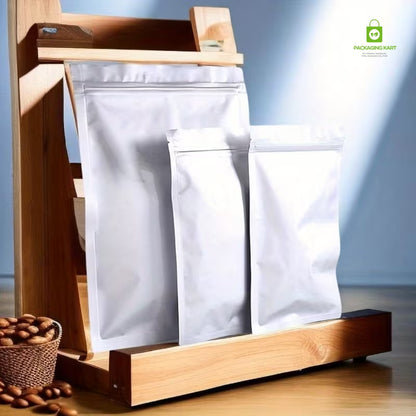 Multi-Purpose Silver Zipper Pouch for Food, Snacks & Dry Fruits