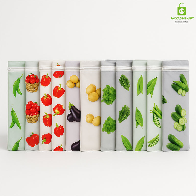 100% Cotton Set of 10 Fridge Drawstring Bags | Eco-Friendly Natural Vegetables Storage Mesh Net for Fridge | Multi-Purpose Cotton Mesh Bag