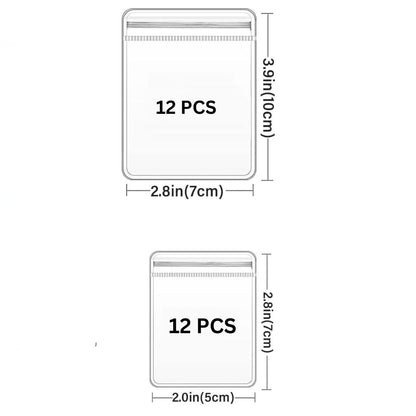 24 Pcs Transparent Jewellery Storage Pouches | Clear PVC Zip Lock Covers for Rings, Earrings, Necklaces & Accessories | Durable Jewellery Organizer Bags (Transparent, Pack of 24)