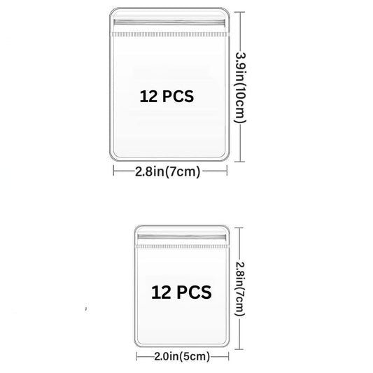 24 Pcs Transparent Jewellery Storage Pouches | Clear PVC Zip Lock Covers for Rings, Earrings, Necklaces & Accessories | Durable Jewellery Organizer Bags (Transparent, Pack of 24)