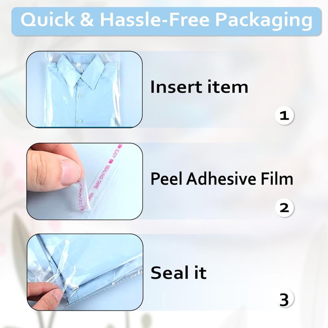 11X16X17 Plastic Transparent Poly Bags For Packing Saree Cloth Sealable | Used For Saree Packing, Shirts Packing,Bopp Poly Bags Self Adhesive