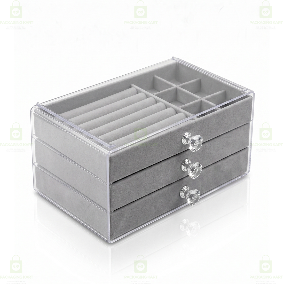 Premium 3 Tier Leather Jewellery Organizer Box with Drawer Storage for Rings, Earrings & Necklaces