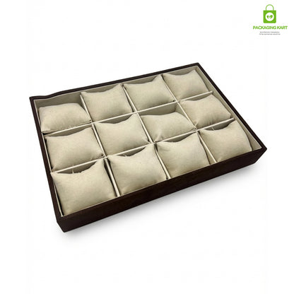 Wooden Jewellery Display Tray for Showroom Use – Watch, Kada & Bracelet (12 Slots)