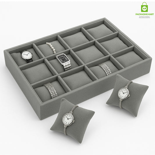 Premium  Velvet 12 Grid Jewelry Tray,Bracelet Watch Jewelry Display Tray,Showcase Jewelry Organizer