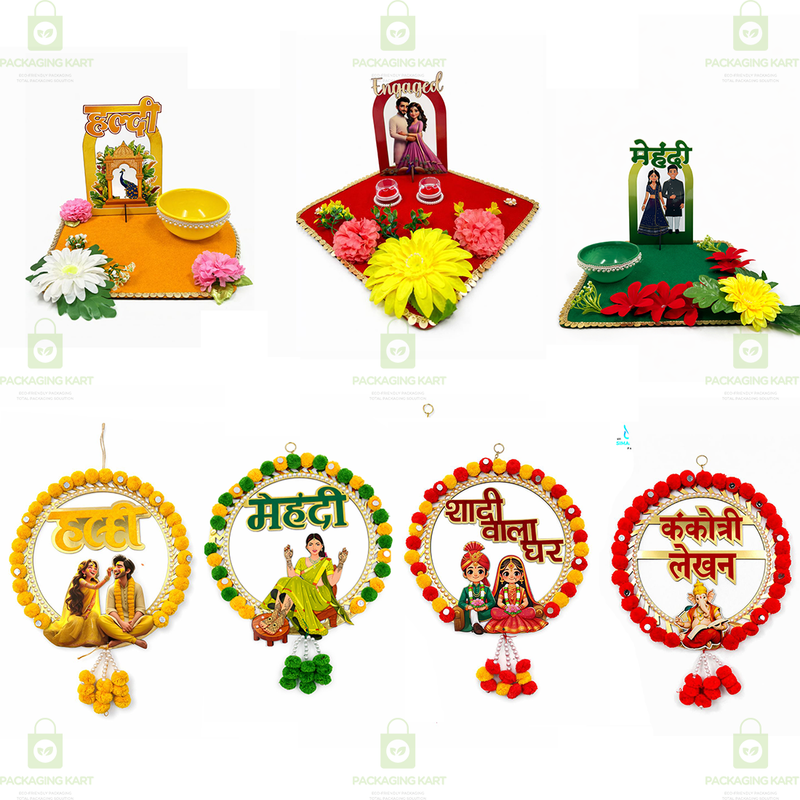 Premium Wedding Door Board Combo Pack (Set of 7) for Mehndi, Haldi & Marriage Home Decor