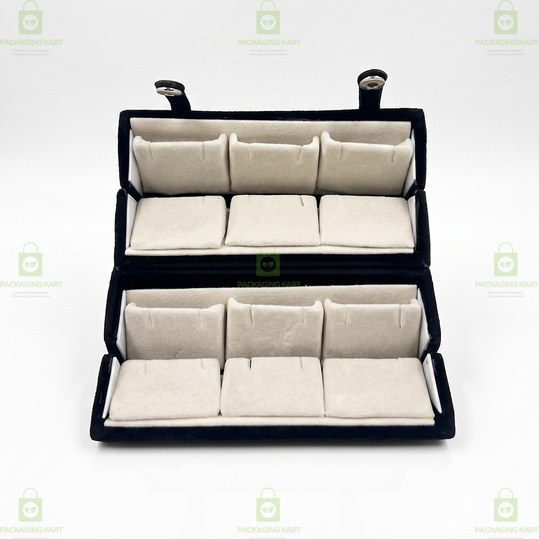 Black Velvet Earring Box with 12 Slots – Jewelry Storage Organizer Case