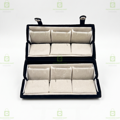 Black Velvet Earring Box with 12 Slots – Jewelry Storage Organizer Case